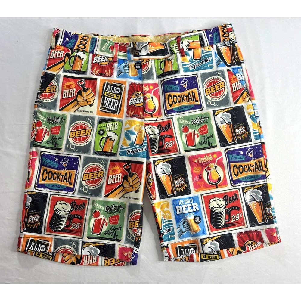 Loudmouth Golf Beer & Cocktail Lounge Heritage Golf Shorts in Multicolor Size 36